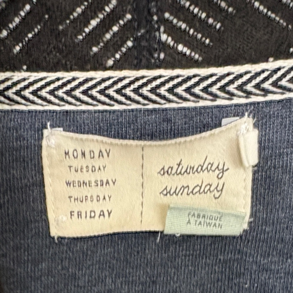 Anthropologie Saturday Sunday Black and Gray Patterned Open Front Cardigan - Picture 6 of 13